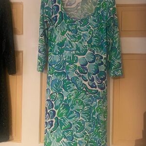 Lilly Pulitzer Blue and Green Floral Dress